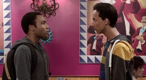 Troy (Donald Glover, left) and Abed (Danny Pudi) see life through each others
