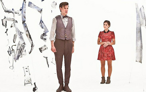 The Doctor (Matt Smith) and Clara (Jenna Louise-Coleman) gauge the damage in "Journey to the Centre of the TARDIS."