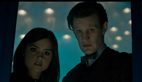 Clara & The Doctor (Jenna-Louise Coleman & Matt Smith) are forced to get deadly serious in "The Name Of The Doctor." 